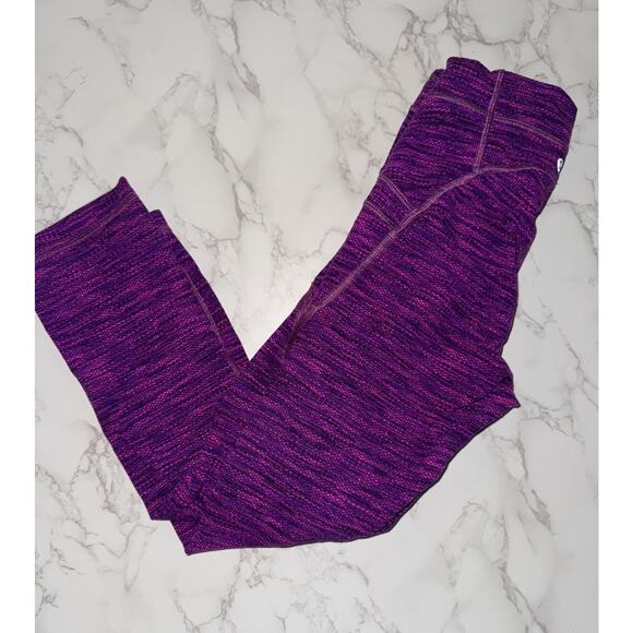 Lululemon Free Flow Crop 21” Diamond Space Dye Violet Raspberry Womens Size 2 - Picture 6 of 6
